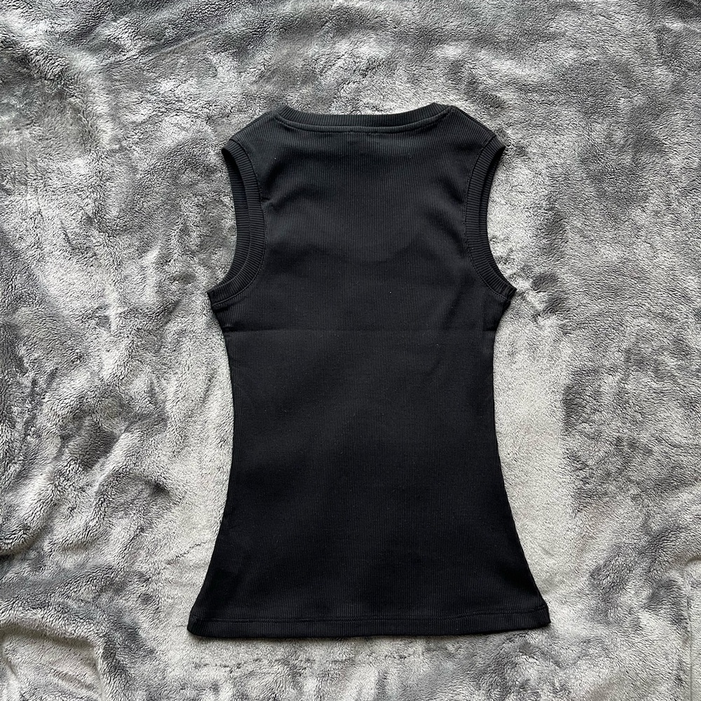 Loewe Black Ribbed Tank with White Anagram Embroidery - Picture 2 of 4